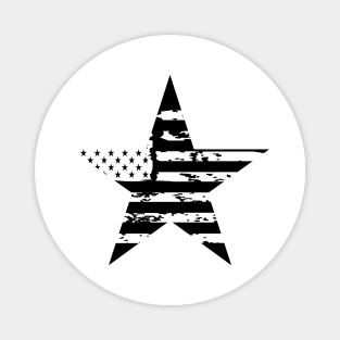 USA Flag White Grunge Star Magnet